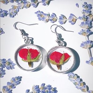 Real Red Rose Earrings. Preserved from Nature